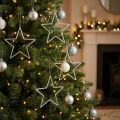 Weihnachtsdeko Stern Anhänger Silbern Glitter 17,5cm 9 St | Floristik24.de