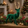 Deko Hirsch stehend Grün Gold Dekofigur Weihnachten 40cm | Floristik24.de