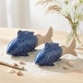 Keramik Fisch Deko maritim Blau Beige 20×8×8,5cm 2 St | Floristik24.de