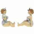 Floristik24 Deko-Figur Dame im Badeanzug Grau 10cm 2St