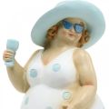 Dame mit Hut, Meerdeko, Sommer, Badefigur Blau/Weiß H27cm