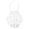 Floristik24 Gartenlaterne Metall Glas Windlicht zum Hängen Weiß Ø18,5cm