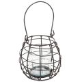 Floristik24 Gartenlaterne Schwarz Metall mit Windlicht Ø14cm H12,5cm