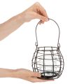 Gartenlaterne Schwarz Metall mit Windlicht Ø14cm H12,5cm | Floristik24.de