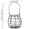 Gartenlaterne Schwarz Metall mit Windlicht Ø14cm H12,5cm | Floristik24.de