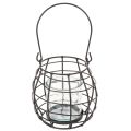 Gartenlaterne Schwarz Metall mit Windlicht Ø14cm H12,5cm | Floristik24.de