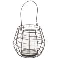 Floristik24 Gartenlaterne mit Glas Windlicht Schwarz Ø20cm H18,5cm