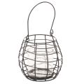 Floristik24 Gartenlaterne mit Henkel Schwarz Windlicht Glas Ø17cm H15cm