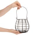 Gartenlaterne mit Henkel Schwarz Windlicht Glas Ø17cm H15cm | Floristik24.de