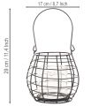 Gartenlaterne mit Henkel Schwarz Windlicht Glas Ø17cm H15cm | Floristik24.de