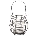 Gartenlaterne mit Henkel Schwarz Windlicht Glas Ø17cm H15cm | Floristik24.de