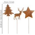 Gartenstecker Edelrost Hirsch Deko Stern Tanne H14/20 3St | Floristik24.de