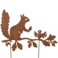 Floristik24 Gartenstecker Eichhörnchen auf Ast Edelrost Metall H42cm 3St