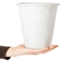 Gefäß mit Ornamenten, Pflanztopf, Metallübertopf Weiß Ø18,5cm H18cm | Floristik24.de