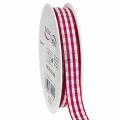 Floristik24 Geschenkband Karo Rot 15mm 20m