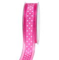 Floristik24 Geschenkband mit Punkten Pink 25mm 20m