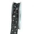 Floristik24 Geschenkband mit Drahtkante Grau mit Sternen 25mm 20m
