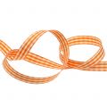 Floristik24 Geschenkband Karo Orange 15mm 20m