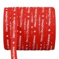 Floristik24 Geschenkband Rot „Merry Christmas“ Baumwolle 10mm 100m