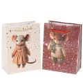 Floristik24 Geschenktasche Weihnachten Maus-Motiv 16cm 2St