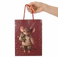Geschenktüte mit Mausmotiv und Sternen für Weihnachten 24cm 2St | Floristik24.de