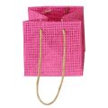 Floristik24 Geschenktüten mit Henkeln Papier Pink Gelb Grün Textil Optik 10,5cm 12St