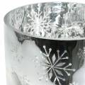 Weihnachtsdeko Windlicht Glas Metallic Ø20cm H20cm