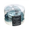 Floristik24 Mini Christbaumschmuck Mix Glas Blau, Glitter sortiert 4cm 12St