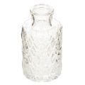 Floristik24 Mini Glasvase mit Rautenmuster Kleine Tischvase Flasche transparent 9cm 6St