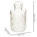 Mini Glasvase mit Rautenmuster Kleine Tischvase Flasche transparent 9cm 6St | Floristik24.de