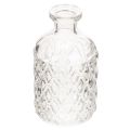 Floristik24 Glasflasche mit Rautenmuster Dekoflasche Vase klein 13cm 6St