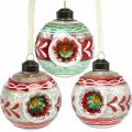 Floristik24 Christbaumkugeln mit Muster, Baumschmuck, Weihnachtskugeln Bunt H9cm Ø8cm Echtglas 3St