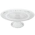 Floristik24 Glasteller auf Fuß Flache Glasschale mit Muster Klar Ø25cm