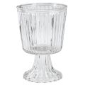 Floristik24 Glasvase mit Fuß Deko Glaspokal geriffelt Ø13cm H19cm