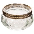 Floristik24 Teelichthalter aus Glas mit dekorativem Metallrand 6cm 4St