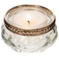 Teelichthalter aus Glas mit dekorativem Metallrand 6cm 4St | Floristik24.de