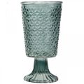 Floristik24 Windlicht mit Fuß, Pokalglas, Deko-Glas Grau Ø10cm H18,5cm