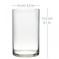 Floristik24 Glasvase rund, Glaszylinder Klar Ø9cm H15,5cm