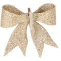 Glitzerschleife Dekoschleife Gold mit Clip 11cm 4St | Floristik24.de