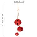 Rote Metallglocken im 3er-Set Dekoration 14/12/8cm | Floristik24.de
