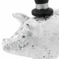 Glücksschwein mit Zylinder Silbern 6,5×8cm 6St