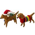 Floristik24 Deko Hund Dackel Anhänger für Weihnachtsbaum 16cm 2St