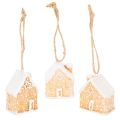 Floristik24 Lebkuchenhaus Keramik Hängedeko winterliche Weihnachtsdekoration 6cm 3St