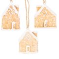 Lebkuchenhaus Keramik Hängedeko winterliche Weihnachtsdekoration 6cm 3St | Floristik24.de