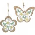 Floristik24 Schmetterling zum Hängen, Holzanhänger Blume, Frühlingsdeko mit Glitter H11/14,5cm 4St