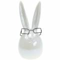 Floristik24 Osterhase mit Brille Weiß Perlmutt Keramik H27cm