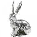 Floristik24 Osterhase sitzend Silbern Hase Figur Tischdeko Ostern 16,5cm