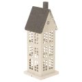 Floristik24 Dekohaus aus Metall mit Fenstern und Kamin 28cm
