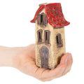 Keramikhaus Dekoration mit rotem Dach Lichthäuschen 15cm 2St | Floristik24.de