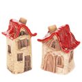 Floristik24 Keramikhaus Dekoration Set Kleine Häuschen mit rotem Dach 8cm 2St